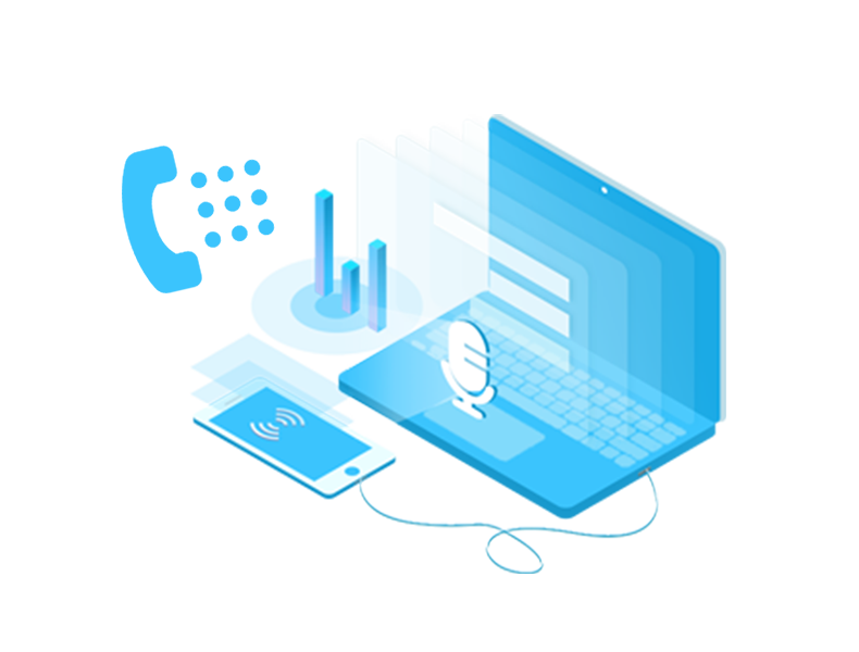 企业通信解决方案展示图，展示多设备多平台协同工作场景